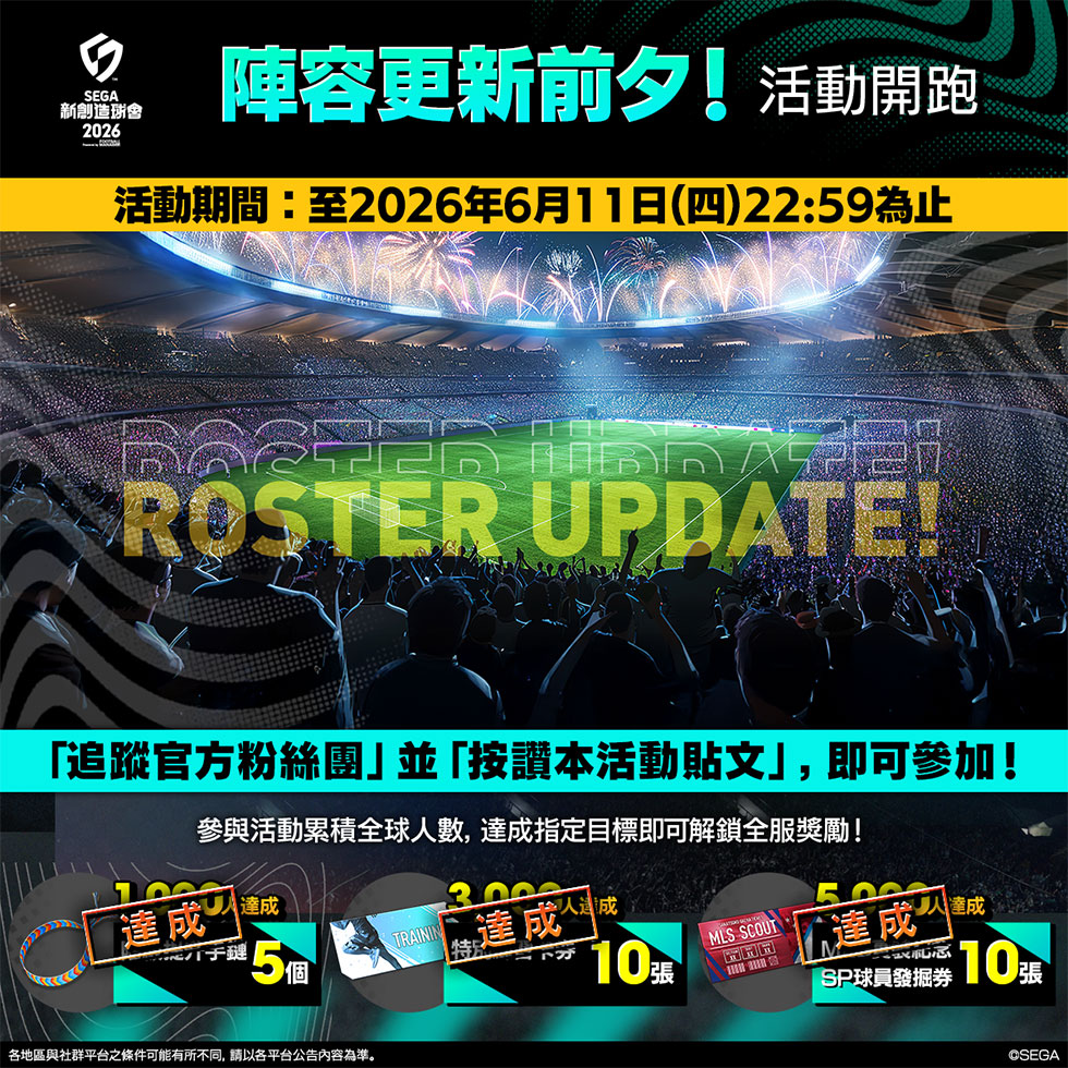 球員名單更新前夕！活動